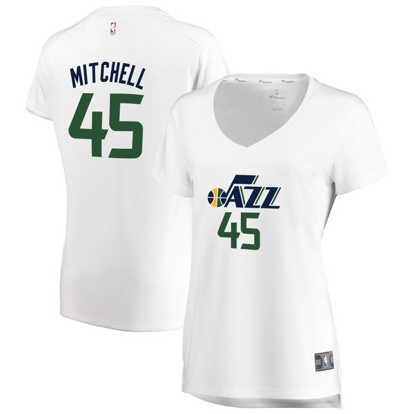 Camiseta Donovan Mitchell 45 Utah Jazz association edition Blanco Mujer